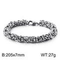 Bracciale intrecciato in acciaio al titanio argento da uomo con chiusura a moschettone - 7mm Larghezza Stile Bizantino (KB126621-Z)