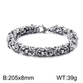 Bracciale bizantino da uomo in acciaio inossidabile argentato con chiusura a moschettone - 8mm Larghezza Stile Bizantino (KB126622-Z)