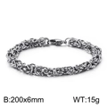 Bracciale da uomo in acciaio al titanio intrecciato argento con chiusura a moschettone - 6mm Larghezza Stile Bizantino (KB126620-Z)