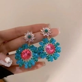 13# Fiori Di Diamanti Blu Con Ago D'argento