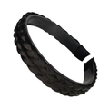 Braided wig headband in deep black with non-slip inner teeth and silk gloss finish - 1.8cm Wide / Double Braid / Black