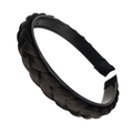 Braided black synthetic hair headband with non-slip inner lining for a stylish look - 1cm Wide / Single Braid / Black