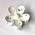 Macro view of white flower hair claw clip with artistic black ink splash pattern - 7cm / White Splash Ink