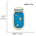 Blue enamel jar pin with gold stars and white lid, measuring 1.18 by 0.63 inches - Starry Bottle (A00734)