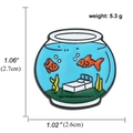 Cartoon enamel brooch featuring a fish tank with two clownfish and a small bed - Goldfish Bowl (A00736)