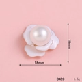 DIY rhinestone floral charm with pearl center and white enamel finish 18mm - D420 White Dripping Oil Flower