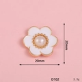 20mm white enamel pearl flower button with gold base for DIY phone case jewelry - D102 Pearl Flower No.8