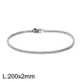 Sleek 2mm silver stainless steel rolo chain bracelet with lobster clasp 200mm length - Silver 2mm Width Style (KB126595-Z)