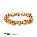 Golden punk pearl chain stainless steel bracelet with lobster clasp, 200x10mm size - Gold Color 10.0mm Style (KB126606-Z)