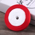 Vibrant 6mm red satin ribbon roll with fine ribbed texture for DIY crafts and gift wrapping - Red