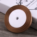 Brown 6mm satin ribbon roll for gift wrapping and DIY crafts with soft gloss - Khaki
