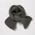 Deep grey ribbed knit winter scarf for women and kids, soft wool blend material - Medium Grey