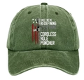 Vintage washed army green baseball cap with cordless hole puncher graphic design - L (58-60cm/Adjustable) / Washed Army Green (Cordless Hole Puncher)
