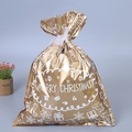 Golden Christmas drawstring candy bag with white snowflake and snowman patterns - 51*39cm / Gold Christmas Print