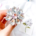 Pink and white crystal petal ring stand holder with elegant floral pattern accessory - Gem Holder-No.10 Big Flower-Pink