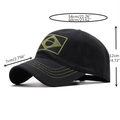 Gedetailleerde maatspecificaties voor de Brazilië vlag baseballpet met verstelbare riem - Brazilië Vlag Borduurwerk / Zwart