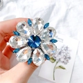 Blue crystal flower phone stand ring with silver metal base and rhinestone petals - Gem Holder-No.10 Big Flower-Blue