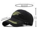 Dimensiones detalladas de gorra Navy Seal con circunferencia y medida de visera - Negro