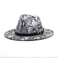 Dettaglio cappello fedora con stampa a serpente, fascia nera e fibbia in argento - M(56-58cm) / Bianco