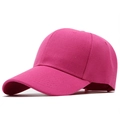 Detail of a bright fuchsia cotton twill baseball cap with six-panel design and curved brim - Rose Red