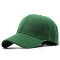 Detailed close-up of dark green cotton twill 6-panel baseball cap with curved brim - Green