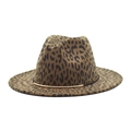 Close-up of leopard print wool fedora with a decorative gold metal ring detail - M(56-58cm) / Army Green