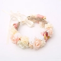 Ghirlanda di fiori in seta fatta a mano con pizzo e nastri per acconciature sposa - Rosa Bianco Champagne