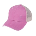 Berretto da baseball rosa lavato per coda di cavallo con rete crema e dettagli vintage - Senza Etichetta / Rosa