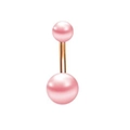 Detailed view of pink zircon belly button ring with rose gold plated steel bar - Rose Gold/Pink Pearl
