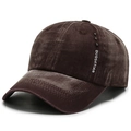 Casquette de baseball classique en velours côtelé marron foncé avec rivets métalliques - Réglable / Marron