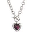 Collana con chiusura a T in argento con catena a maglie e ciondolo a cuore viola - Cuore Viola Argento (KN19290-Z)