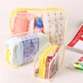 Three sizes of yellow waterproof PVC travel cosmetic storage bags with clear design - 15 Wire Small Yellow 15x7x10.5cm