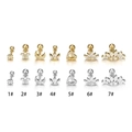 Boucles d'oreilles cartilage 16G en acier inoxydable avec zircons en forme de cœur et étoile - Forme d'Étoile (2#) / Argenté