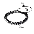 Detail view of 5x8mm faceted hematite beads and 6mm round beads on adjustable cord - 8x5mm Cut Flat Bead
