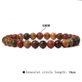 Detail view of 6mm natural agate beads with 19cm elastic bracelet length specifications - Rainbow Jasper Style (FD6810) / 6mm/19cm