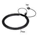 Detail view of 2x6mm hematite stone beads with adjustable drawstring closure mechanism - 6x3mm Daisy Plate