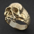Anello teschio meccanico oro antico in stile punk vintage con texture ossee dettagliate - US 6 / Teschio retrò in oro antico