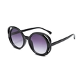 Fashionable oversized round sunglasses with hollow black frame and purple gradient lenses - Black Frame Gradient Gray Lens