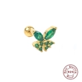 925 zilveren vlinder kraakbeenoorknopje met groene edelstenen in gouden finish - Goud Enkel-Groene Zirkoon