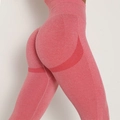 Leggings da yoga a vita alta senza cuciture rosa corallo con effetto push-up glutei - S / Rosa Corallo