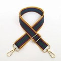 Adjustable woven replacement strap with purple, green and yellow stripes and gold hooks - Gold Buckle / Yellow