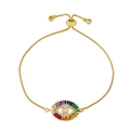 Gold evil eye bracelet with multicolored crystals and adjustable box chain for women - Style B-Rainbow Radiant Eye