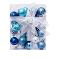 Blue and silver 30-piece Christmas ball ornament set with star tree topper in gift box - Blue White Silver