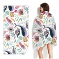 Quick-dry microfiber beach towel featuring colorful cartoon sea animals print - Undersea World (Single-sided Print with PE Bag)