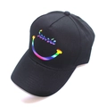 Black cotton baseball cap featuring a vibrant rainbow gradient Smile print on the front - Smile Rainbow