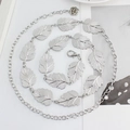 Silver metal leaf waist chain for women with delicate hollow leaf texture and lobster clasp - Silver Leaf Style (120cm)