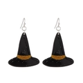 Orecchini a forma di cappello da strega di Halloween in nero e oro con glitter - Stile Cappello da Strega Nero Oro