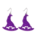 Orecchini a sospensione a forma di cappello da strega viola glitter per Halloween - Stile Cappello da Strega Viola Glitterato