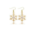 Boucles d'oreilles flocon de neige dorées avec zircons blancs et crochets d'oreilles - Flocon doré zircon (EHMT-022HJ-J)