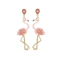 Boucles d'oreilles flamant rose dorées ornées de cristaux et détails en émail - Flamant Rose